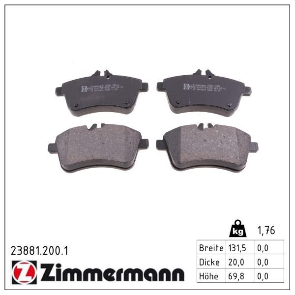 Гальмівні колодки дискові ZIMMERMANN 238812001 - zapix