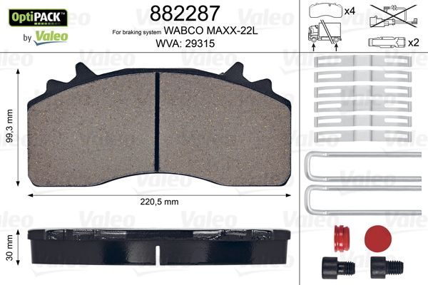 Гальмівні колодки дискові VALEO 882287 - zapix