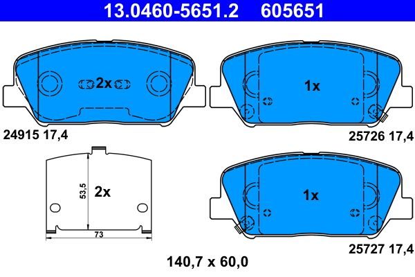 Гальмівні колодки дискові ATE 13046056512 - zapix