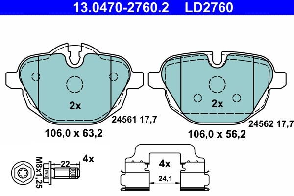 Гальмівні колодки дискові ATE 13047027602 - zapix