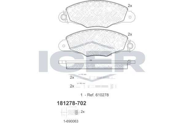 Гальмівні колодки дискові ICER 181278702 - zapix