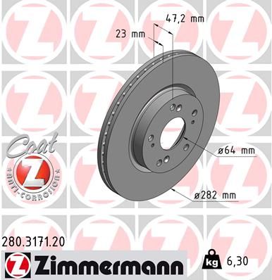 Гальмівний диск ZIMMERMANN 280317120 - zapix