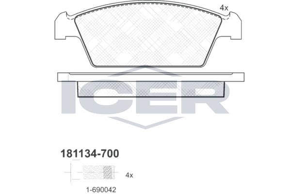 Гальмівні колодки дискові ICER 181134700 - zapix