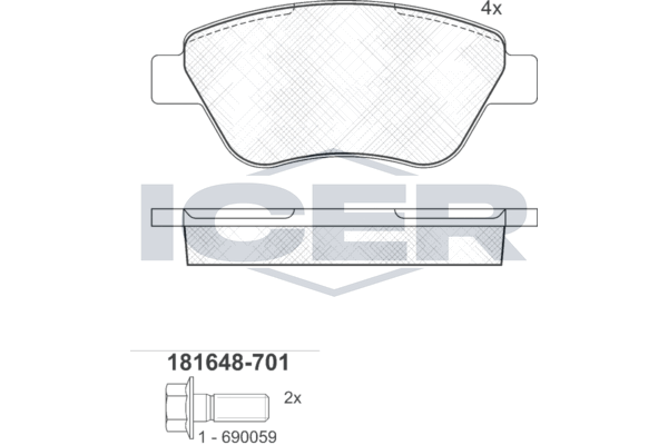 Гальмівні колодки дискові ICER 181648701 - zapix