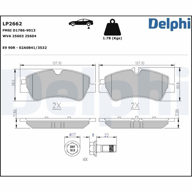 Гальмівні колодки дискові DELPHI LP2662
