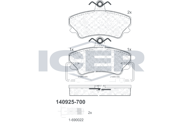 Гальмівні колодки дискові ICER 140925700 - zapix