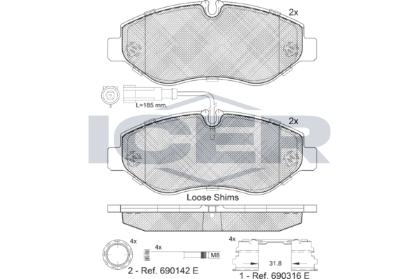 Гальмівні колодки дискові ICER 141846066 - zapix