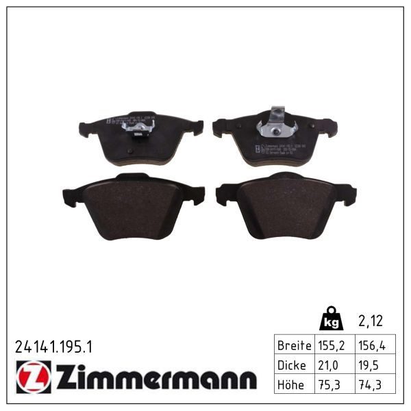 Гальмівні колодки дискові ZIMMERMANN 241411951 - zapix