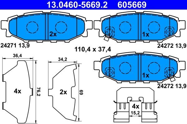 Гальмівні колодки дискові ATE 13046056692 - zapix