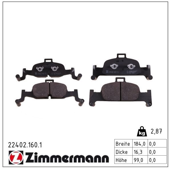 Гальмівні колодки дискові ZIMMERMANN 224021601 - zapix