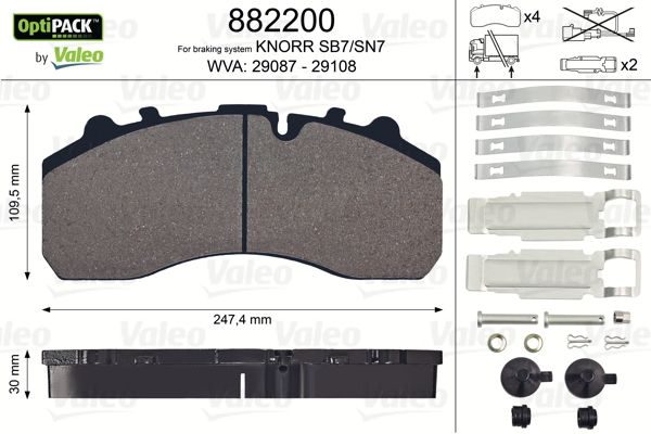 Тормозные колодки дисковые VALEO 882200