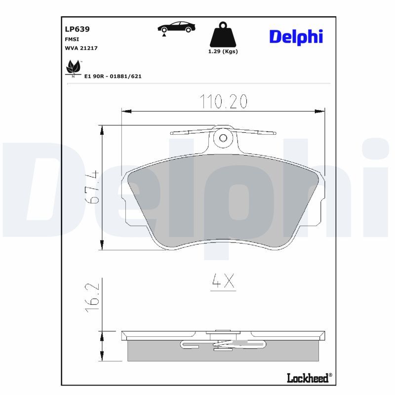 Тормозные колодки дисковые DELPHI LP639