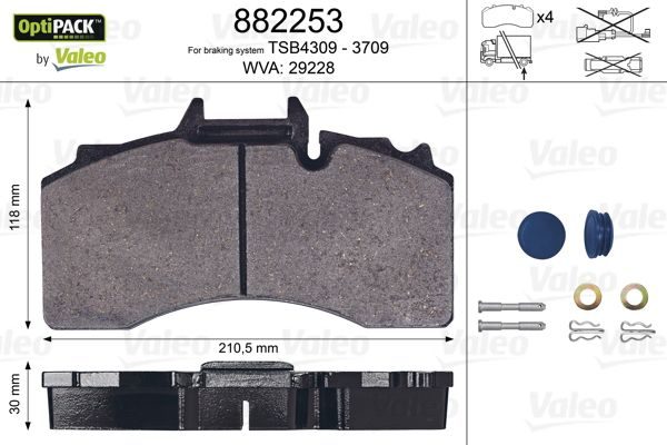 Гальмівні колодки дискові VALEO 882253 - zapix