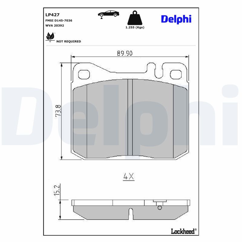 Тормозные колодки дисковые DELPHI LP427