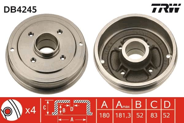 Гальмівний барабан TRW DB4245 - zapix