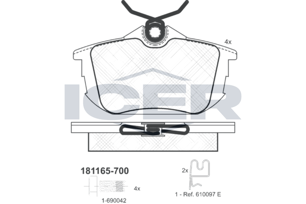 Гальмівні колодки дискові ICER 181165700 - zapix