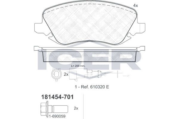 Гальмівні колодки дискові ICER 181454701 - zapix