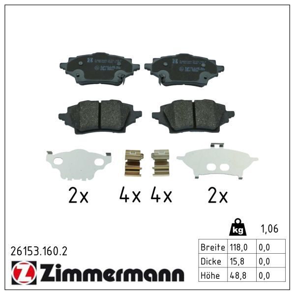 Гальмівні колодки дискові ZIMMERMANN 261531602 - zapix