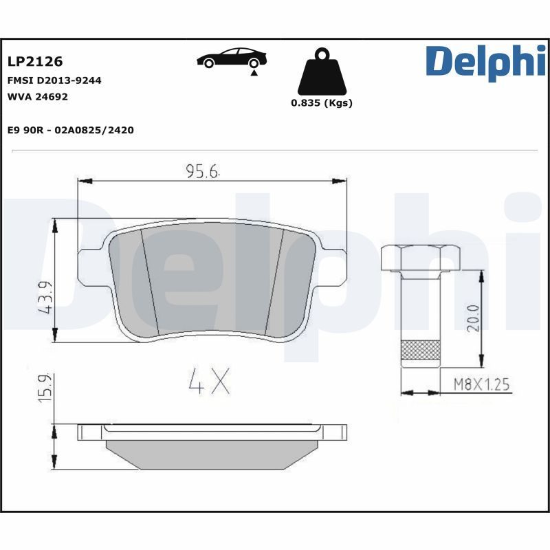 Тормозные колодки дисковые DELPHI LP2126