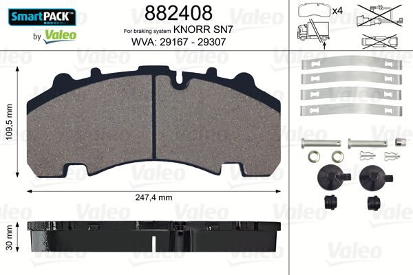 Гальмівні колодки дискові VALEO 882408 - zapix