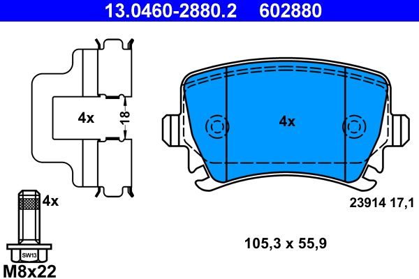Гальмівні колодки дискові ATE 13046028802 - zapix