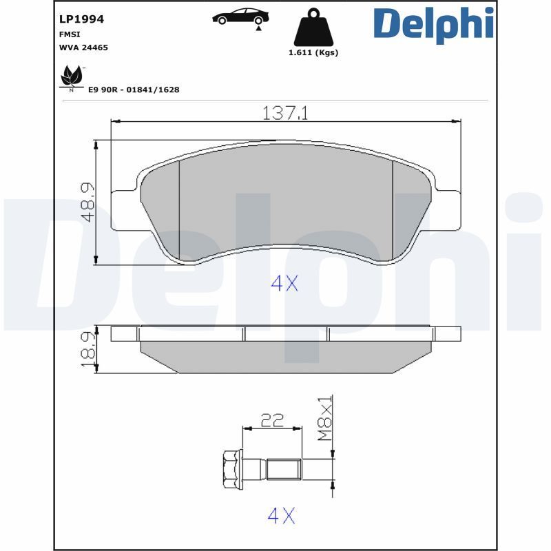 Тормозные колодки дисковые DELPHI LP1994