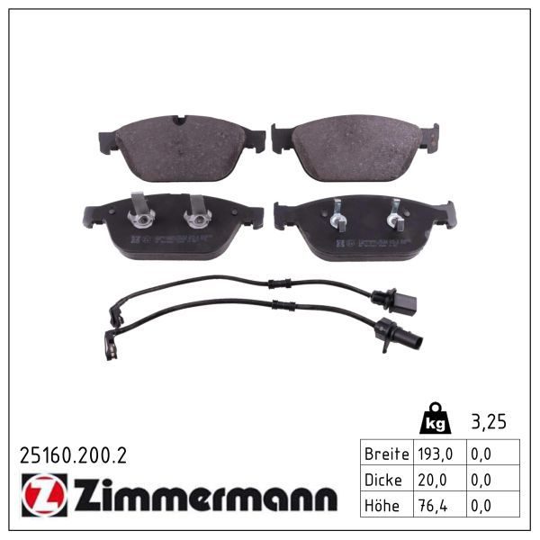Гальмівні колодки дискові ZIMMERMANN 251602002 - zapix