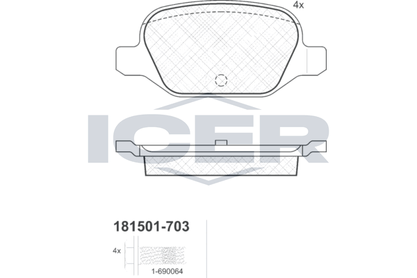 Гальмівні колодки дискові ICER 181501703 - zapix