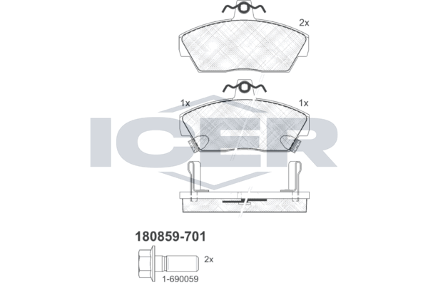 Гальмівні колодки дискові ICER 180859701 - zapix