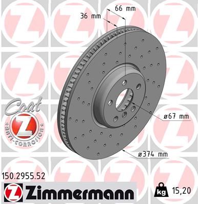 Гальмівний диск ZIMMERMANN 150295552 - zapix