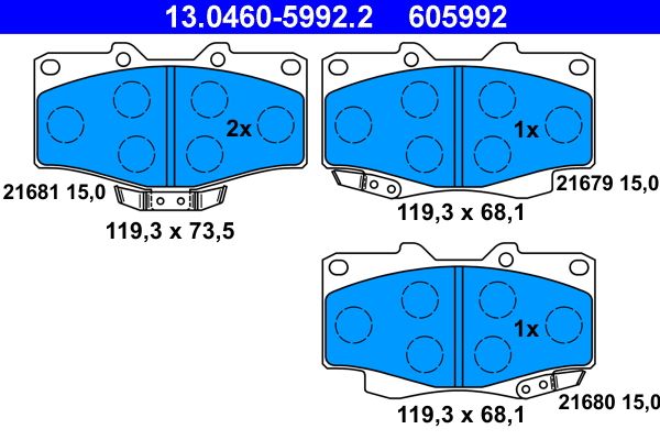 Гальмівні колодки дискові ATE 13046059922 - zapix