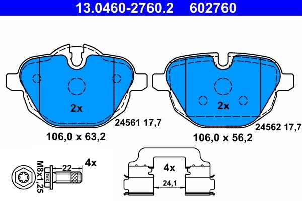Гальмівні колодки дискові ATE 13046027602 - zapix