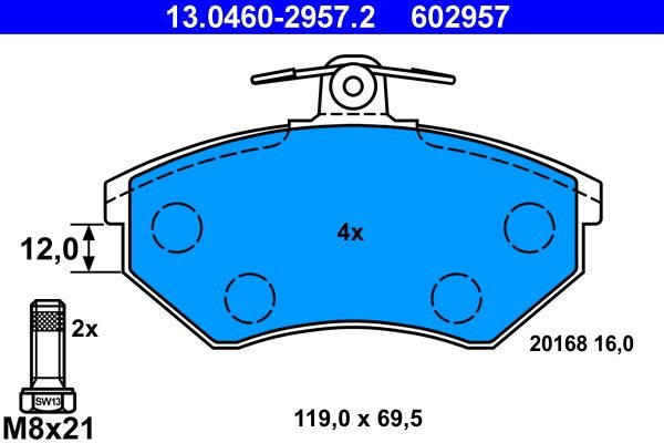 Гальмівні колодки дискові ATE 13046029572 - zapix