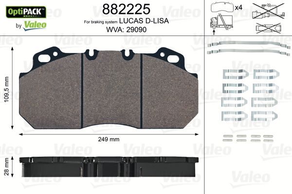 Гальмівні колодки дискові VALEO 882225 - zapix