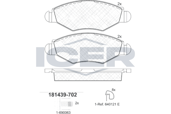 Гальмівні колодки дискові ICER 181439702 - zapix