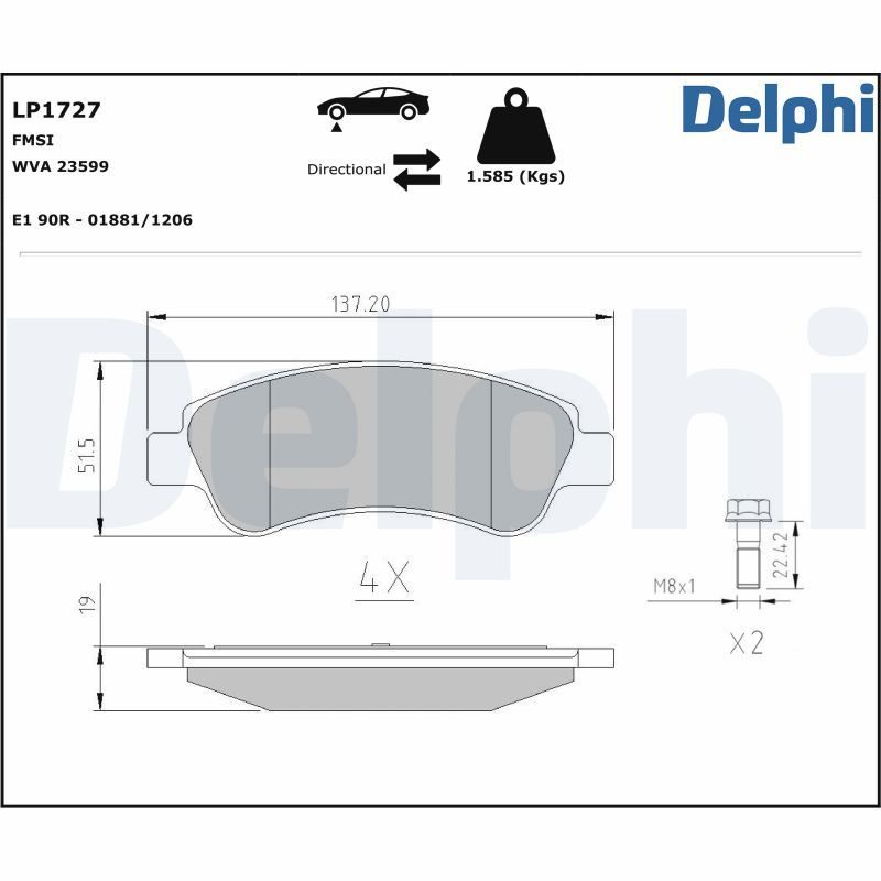 Гальмівні колодки дискові DELPHI LP1727