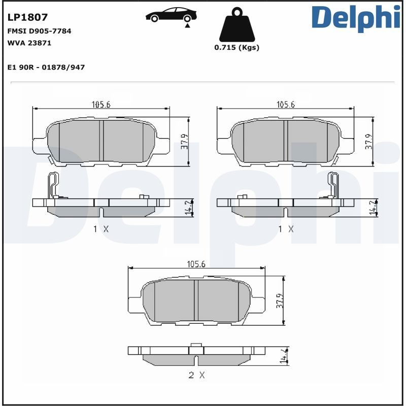 Гальмівні колодки дискові DELPHI LP1807