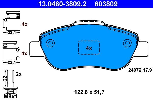 Гальмівні колодки дискові ATE 13046038092 - zapix