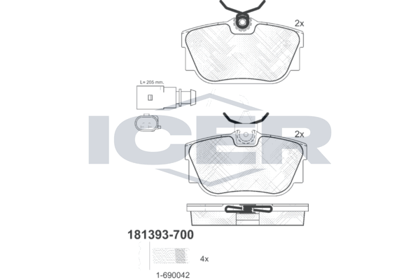 Гальмівні колодки дискові ICER 181393700 - zapix