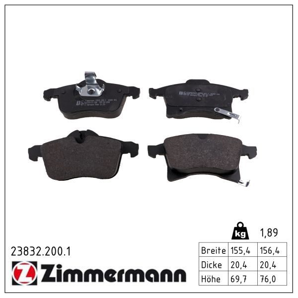 Гальмівні колодки дискові ZIMMERMANN 238322001 - zapix