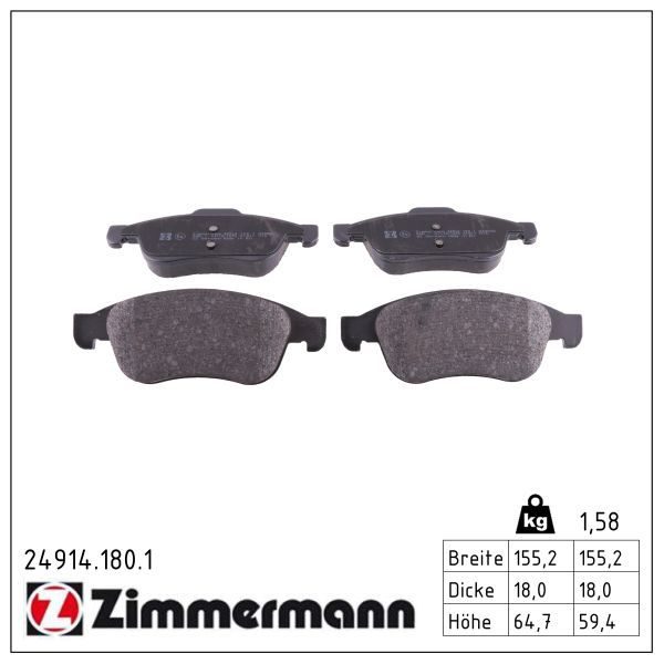 Гальмівні колодки дискові ZIMMERMANN 249141801 - zapix