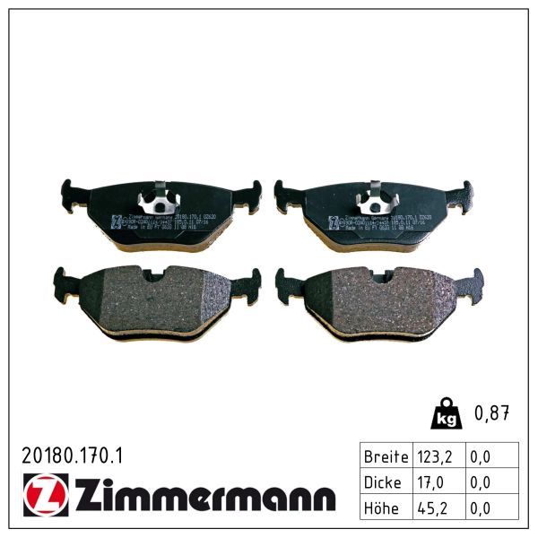 Гальмівні колодки дискові ZIMMERMANN 201801701 - zapix