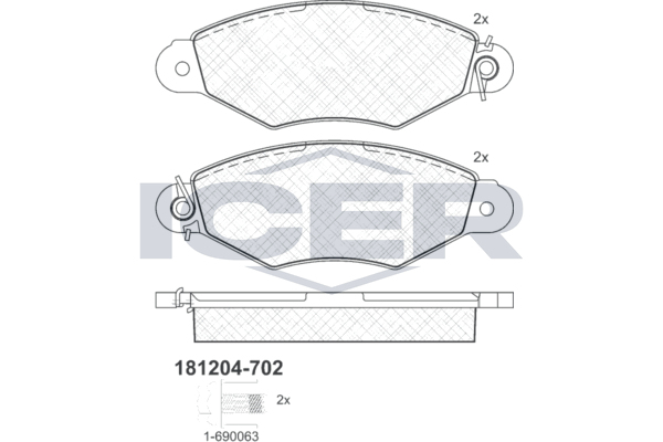 Гальмівні колодки дискові ICER 181204702 - zapix