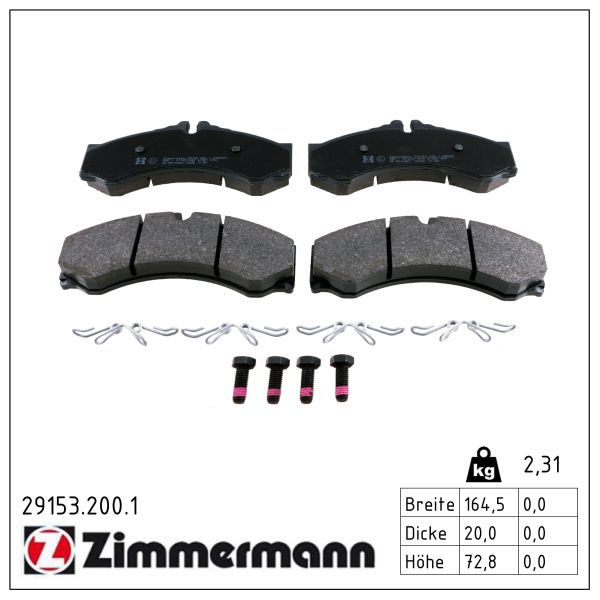 Гальмівні колодки дискові ZIMMERMANN 291532001 - zapix