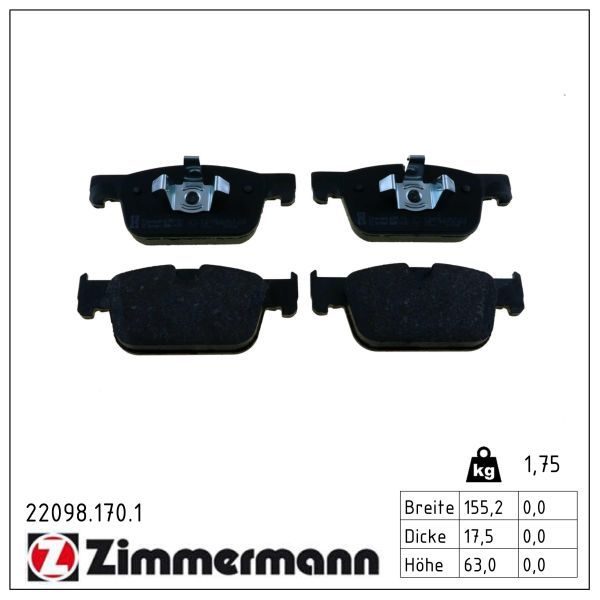 Гальмівні колодки дискові ZIMMERMANN 220981701 - zapix