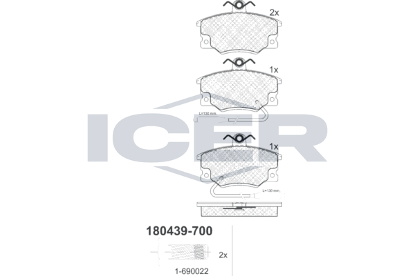 Гальмівні колодки дискові ICER 180439700 - zapix