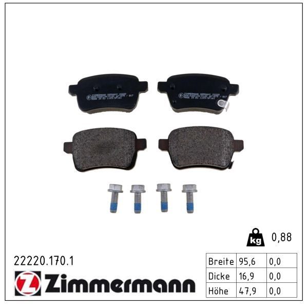 Гальмівні колодки дискові ZIMMERMANN 222201701 - zapix