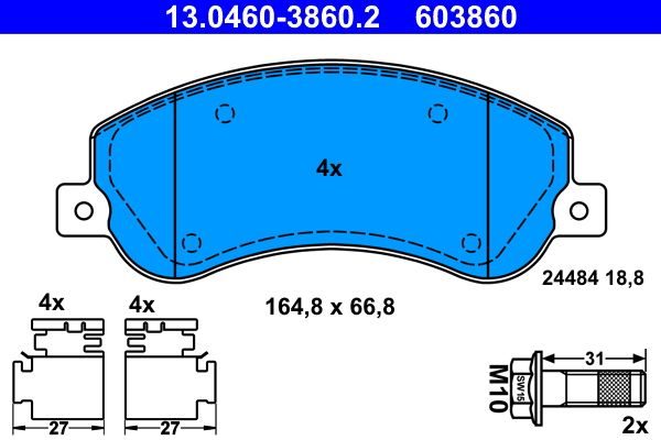 Гальмівні колодки дискові ATE 13046038602 - zapix