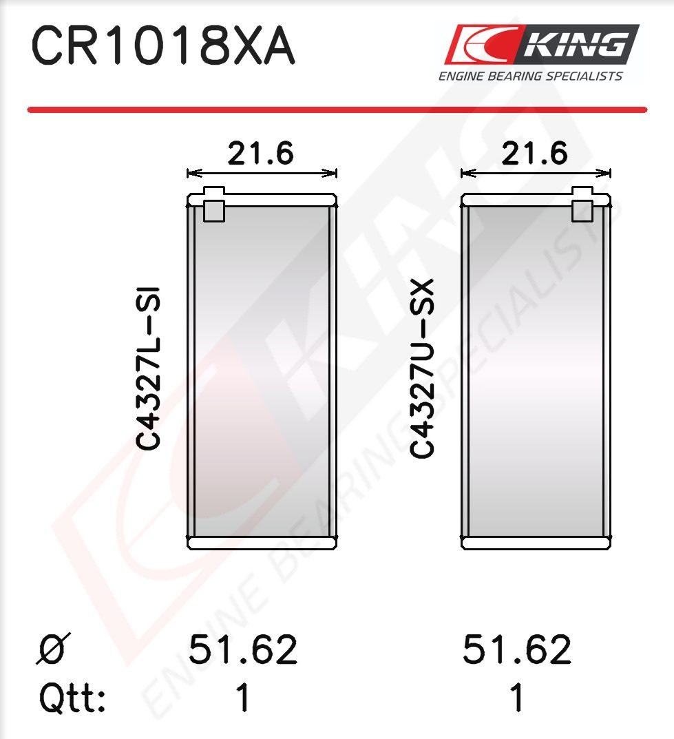 Вкладиші шатунні KING CR1018XA025 - zapix