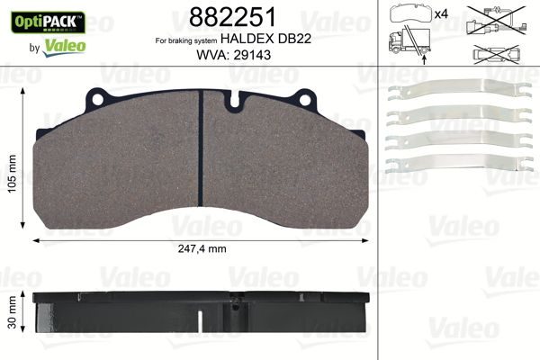 Гальмівні колодки дискові VALEO 882251 - zapix